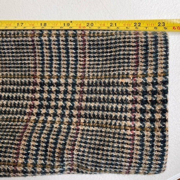 Vintage International Scene Wool Glen Plaid Suede Leather Lapel Blazer Women 14 - Picture 15 of 16